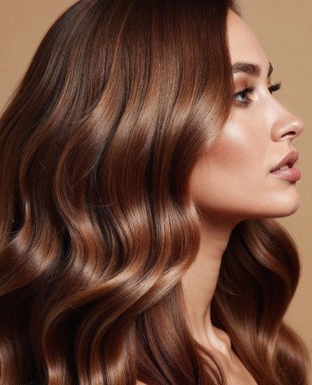 beautiful brunette woman with long wavy brown hair 1 1 1